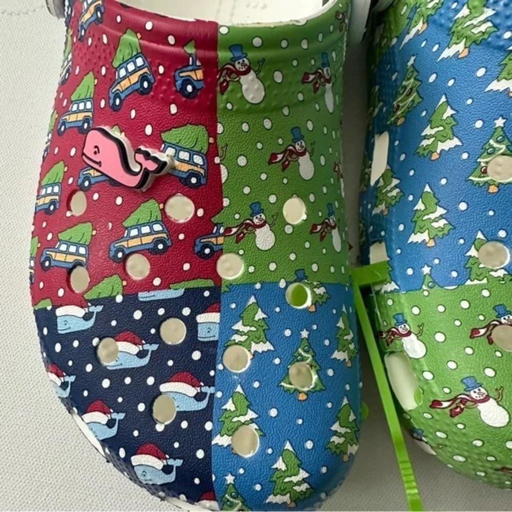 CROCS Vineyard Vines HOLIDAY PATCHWORK CLOGS Size 4 Kids